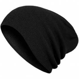Skullies & Beanies Women's Casual Winter Acrylic Knit Beanie for Men and Women - Black - CG193Q9CTGZ $9.77