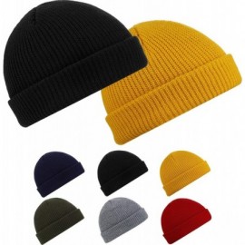 Skullies & Beanies Trawler Beanie Watch Hat Roll up Edge Skullcap Fisherman Beanie for Men Women - Black- Yellow - CU18ASK6RU...