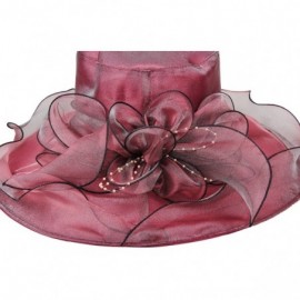 Sun Hats Women's Fascinators Kentucky Derby Church Dress Wedding Floral Party Hat - Burgundy - C917YI238GO $35.59