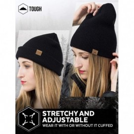 Skullies & Beanies Winter Beanie Knit Hats for Men & Women - Warm- Stretchy & Soft Daily Ribbed Toboggan Cap - Black - C712MJ...