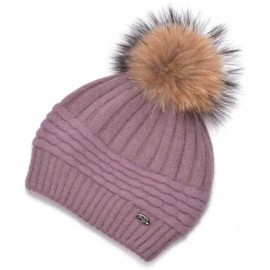 Skullies & Beanies Womens Winter Angora Knit Beanie Hat Skull Fleece Pom Pom Ski Cap A462 - Light Purple - CL186W4NE45 $11.08