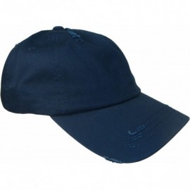 Baseball Caps Dad Hat - Frayed/Weathered Vintage Style Low Profile Cap (One Size- Navy Blue) - CG128TLBMQT $13.00