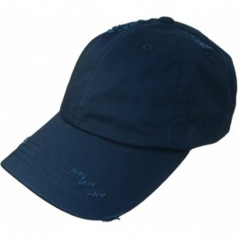 Baseball Caps Dad Hat - Frayed/Weathered Vintage Style Low Profile Cap (One Size- Navy Blue) - CG128TLBMQT $13.00