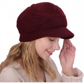 Skullies & Beanies Women's Winter Beanie Newsboy Cap Warm Fleece Lining - Thick Slouchy Cable Knit Skull Hat Ski Cap - Wine R...