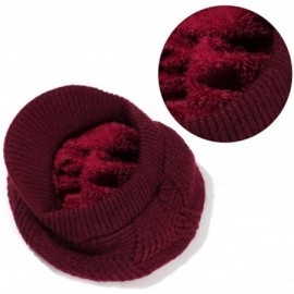 Skullies & Beanies Women's Winter Beanie Newsboy Cap Warm Fleece Lining - Thick Slouchy Cable Knit Skull Hat Ski Cap - Wine R...