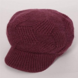 Skullies & Beanies Women's Winter Beanie Newsboy Cap Warm Fleece Lining - Thick Slouchy Cable Knit Skull Hat Ski Cap - Wine R...