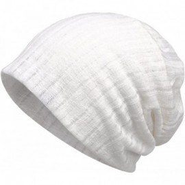 Skullies & Beanies Women's Lightweight Solid Chemo Hat Slouchy Beanie Cap - White - C11867AENH5 $9.86