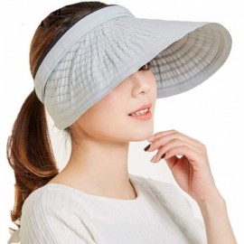 Sun Hats Women's Summer Foldable Straw Sun Visor w/Cute Bowtie Comfortable Beach Cap - Ripple Gray - C3196ETRGGQ $17.20