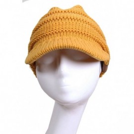 Skullies & Beanies Exclusive Brim Visor Trendy Warm Chunky Soft Stretch Cable Knit - Mustard - CQ12N9N2PL8 $19.00