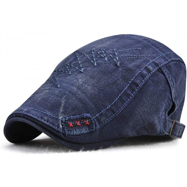 Mens Cotton Adjustable Caps Flat Ivy Gatsby Newsboy Driving Hat - Blue ...