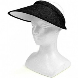 Visors Women Wide Brim Visor Hat UV Sunblock Sun Protection Beach Sports Tennis Golf Hats - Black - CJ12MX27O4W $12.87