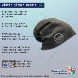 Skullies & Beanies Custom Slouchy Beanie Mean Wolf Face Black Embroidery Cotton - Dark Grey - C718A55A62U $14.38