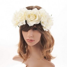 Headbands Rose Flower Crown Headband Hair Wreaths for Wedding Festivals Holiday (Ivory) - Ivory - CN188ODZ865 $8.46