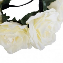 Headbands Rose Flower Crown Headband Hair Wreaths for Wedding Festivals Holiday (Ivory) - Ivory - CN188ODZ865 $8.46