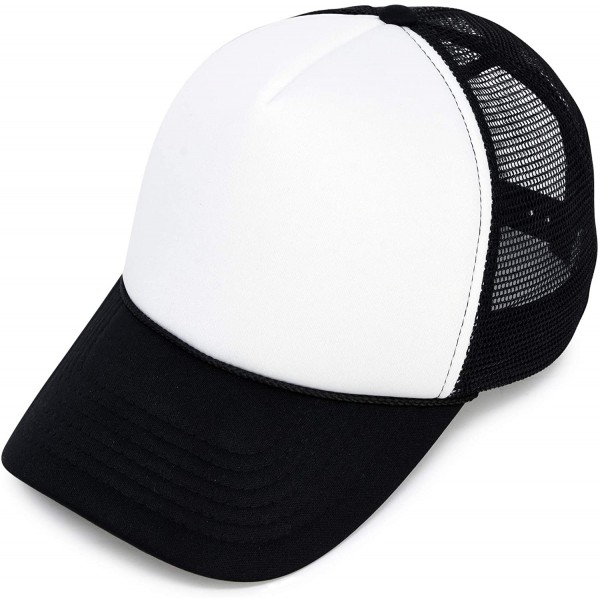 Baseball Caps Two Tone Trucker Hat Summer Mesh Cap with Adjustable Snapback Strap - Black - CY119N21OUX $11.52