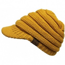 Skullies & Beanies Exclusive Brim Visor Trendy Warm Chunky Soft Stretch Cable Knit - Mustard - CQ12N9N2PL8 $19.00