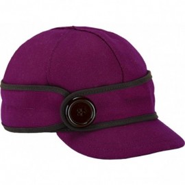 Newsboy Caps Button Up Cap - Decorative Wool Hat with Earflap - Raspberry - C4121FMXXSJ $29.48