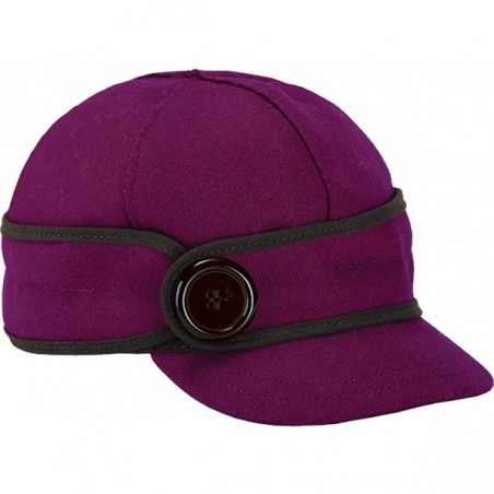 Button Up Cap - Decorative Wool Hat with Earflap - Raspberry - C4121FMXXSJ