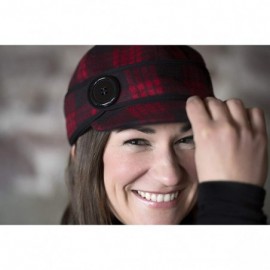 Newsboy Caps Button Up Cap - Decorative Wool Hat with Earflap - Raspberry - C4121FMXXSJ $29.48