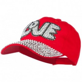Baseball Caps Love Rhinestone Jeweled Baseball Cap - Red - CU11VLHKZC1 $19.92