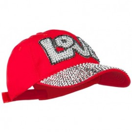 Baseball Caps Love Rhinestone Jeweled Baseball Cap - Red - CU11VLHKZC1 $19.92