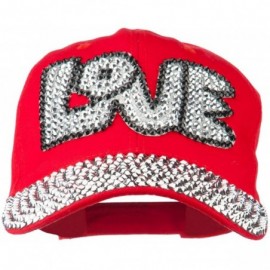Baseball Caps Love Rhinestone Jeweled Baseball Cap - Red - CU11VLHKZC1 $19.92
