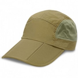 Sun Hats Outdoor Quick Dry Baseball Cap Foldable UPF 50+ with Long Bill Portable Sun Hats for Men and Women - Dark Khaki - CB...