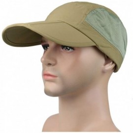 Sun Hats Outdoor Quick Dry Baseball Cap Foldable UPF 50+ with Long Bill Portable Sun Hats for Men and Women - Dark Khaki - CB...