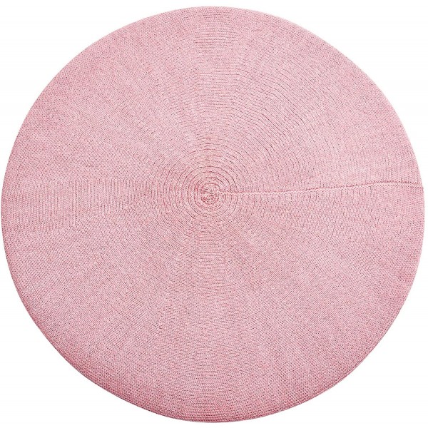 Berets Womens French Beret hat- Reversible Solid Color Cashmere Mosaic Warm Beret Cap for Girls - Pink Beret - CC1925HXYN7 $1...