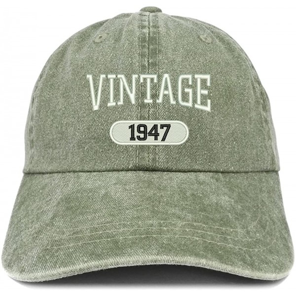 Baseball Caps Vintage 1947 Embroidered 73rd Birthday Soft Crown Washed Cotton Cap - Olive - CP180WXUDQR $21.99