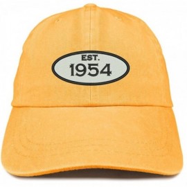 Baseball Caps Established 1954 Embroidered 66th Birthday Gift Pigment Dyed Washed Cotton Cap - Mango - C9180L9ID90 $14.39