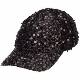 Baseball Caps Women's Sequin Ball Cap - Black - CF127A778FV $25.54