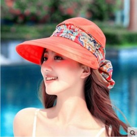 Sun Hats Women Wide Brim Cap UV Protection Sun Hats Visor Hats Multiple Wearing Methods - Floral - Jacinth - CP18SOLIEN9 $11.48