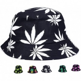 Bucket Hats Weed Bucket Hat Marijuana Unisex - Sun UV Cannabis Leaf Hats Foldable - Black Option2 - C718G54G2Q7 $23.54