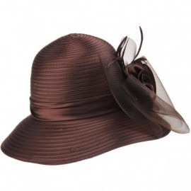 Sun Hats Women's Organza Wide Brim Floral Ribbon Kentucky Derby Church Dress Sun Hat - 2 Style-brown - CG183W32A8A $19.18