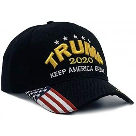 Skullies & Beanies Trump 2020 Keep America Great 3D Embroidery American Flag Baseball Cap - 010 Black - C8194N9NOAU $9.51