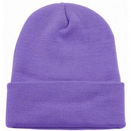 Skullies & Beanies Soft Winter Knit Cuff Beanie Unisex All Seasons Men and Women - Purple - CB188CR8DQU $9.50