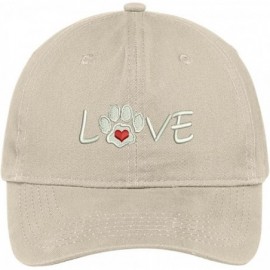 Baseball Caps Paw Print Heart Love Embroidered Low Profile Soft Cotton Brushed Cap - Stone - CM12NS06ZA1 $21.18