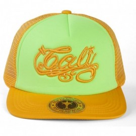 Sun Hats Cali Script Trucker Hat - Neon Green/Gold - CQ11N38SH5X $14.44