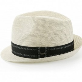 Sun Hats Unisex Fedora Straw Sun Hat Paper Summer Short Brim Beach Jazz Cap - Ivory - CO18CLSYUEA $30.50