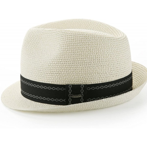 Sun Hats Unisex Fedora Straw Sun Hat Paper Summer Short Brim Beach Jazz Cap - Ivory - CO18CLSYUEA $30.50