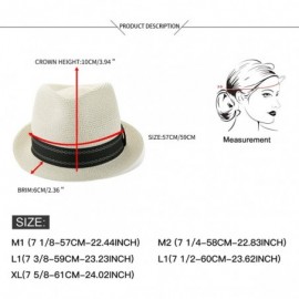 Sun Hats Unisex Fedora Straw Sun Hat Paper Summer Short Brim Beach Jazz Cap - Ivory - CO18CLSYUEA $30.50