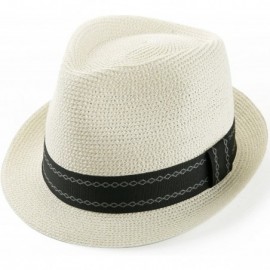 Sun Hats Unisex Fedora Straw Sun Hat Paper Summer Short Brim Beach Jazz Cap - Ivory - CO18CLSYUEA $30.50