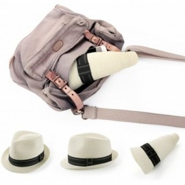 Sun Hats Unisex Fedora Straw Sun Hat Paper Summer Short Brim Beach Jazz Cap - Ivory - CO18CLSYUEA $30.50