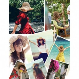 Sun Hats Women's Wide Brim Floppy Summer Sun Hat UPF 50+ Beach Staw Hat - 2 Khaki - C9199ZLHTGM $22.73