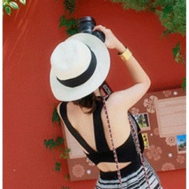Sun Hats Women Wide Brim Straw Panama Roll up Summer Hat Fedora Beach Sun Hat Cap - Black a - CS18QNQHWGW $11.44