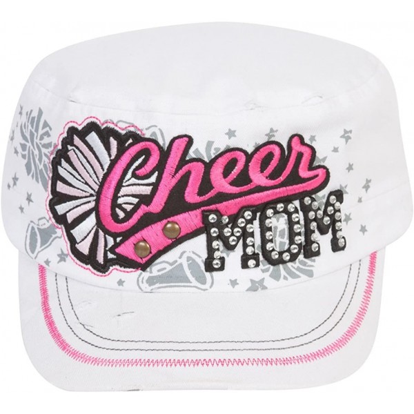 Baseball Caps Sports Mom Distressed Adjustable Cadet Cap - White - Cheer Mom - CV17WWLTRI8 $12.22