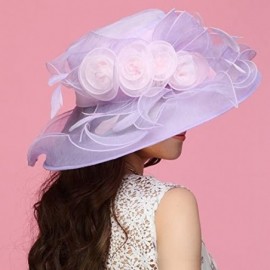 Sun Hats Women Sun Hats Kentucky Derby Hat Wide Brim Floppy Ruffle Lavander - CH11U8JQT8R $25.81