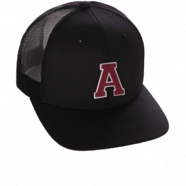 Baseball Caps Structured Trucker Mesh Hat Custom Colors Letter A Initial Baseball Mid Profile - Black Black White Red - CH18H...