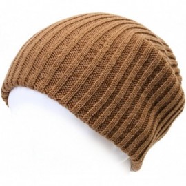 Skullies & Beanies 2 Pack Solid Color Blank Long Cuff Daily Stretch Knit Winter Beanies - Brown - CH119CFAE3N $6.98